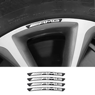 4Pcs Car Logo Aluminium Wheel Rim Stickers Emblem Badge Accessories For AMG Mercedes Benz Exclusive C200 C260 C300 W202 W203