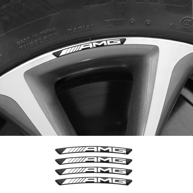 AATT1 4Pcs Car Logo Aluminium Wheel Rim Stickers Emblem Badge Accessories For AMG Mercedes Benz Exclusive C200 C260 C300 W202 W203