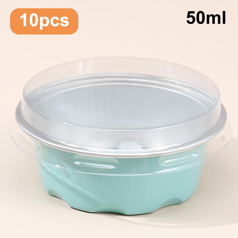 10 Pcs 50Ml Temperature Resistance Reusable Aluminum Foil Baking Cups With Lid Small Pudding Tart Tins Pastry Baking Tools Set
