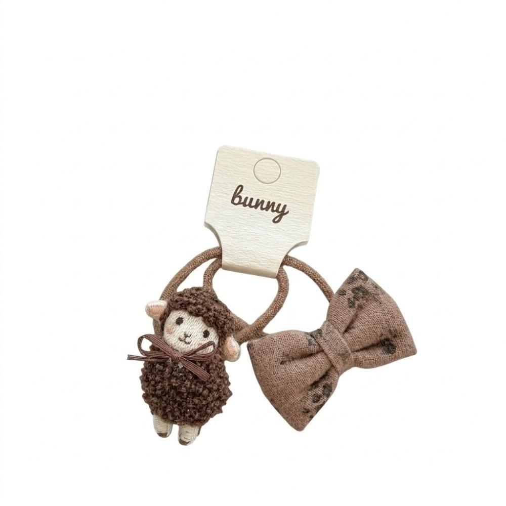 2pcs Bow Girls Hair Ropes Elastic Hair Styling Rubber Bands Sweet Lamb Hair Ties New Year