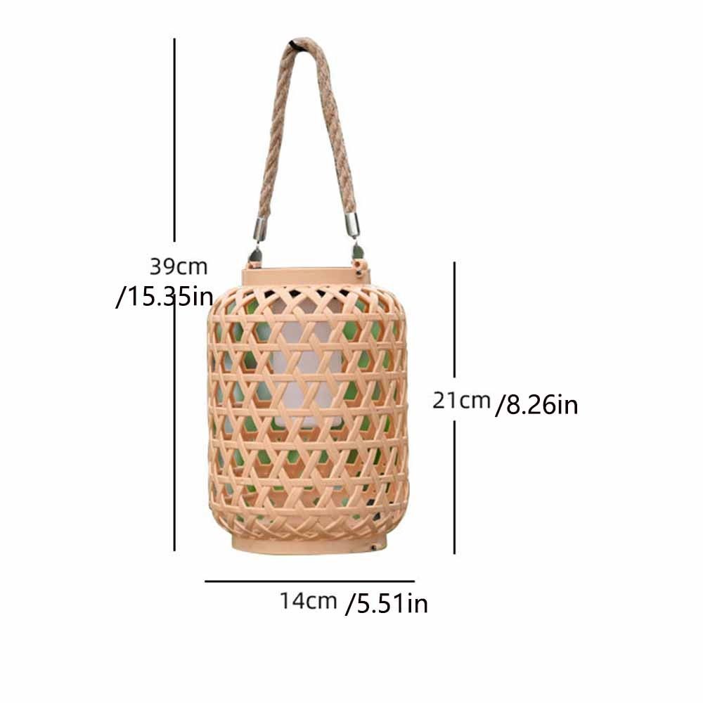 Atmosphere Imitation Bamboo Woven Lanterns Hanging Woven Wind Lamps Woven Solar Lanterns  Balcony