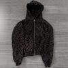 Y2K Streetwear Hoodie Pants Set With Rhinestone Embellishment Leopard Print Unisex Casual Outfit