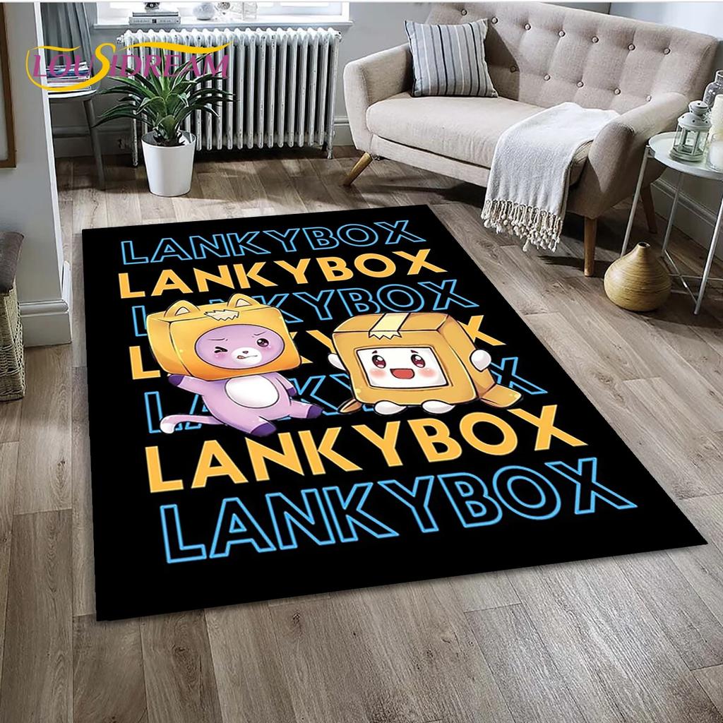 Tappeto Tappeto Tappeto Decorazione per Soggiorno Camera da Letto, Tappetino Antiscivolo Decorazione per Divano Zerbino, 3D Lankybox Carino Felice Boxy Foxy Rocky