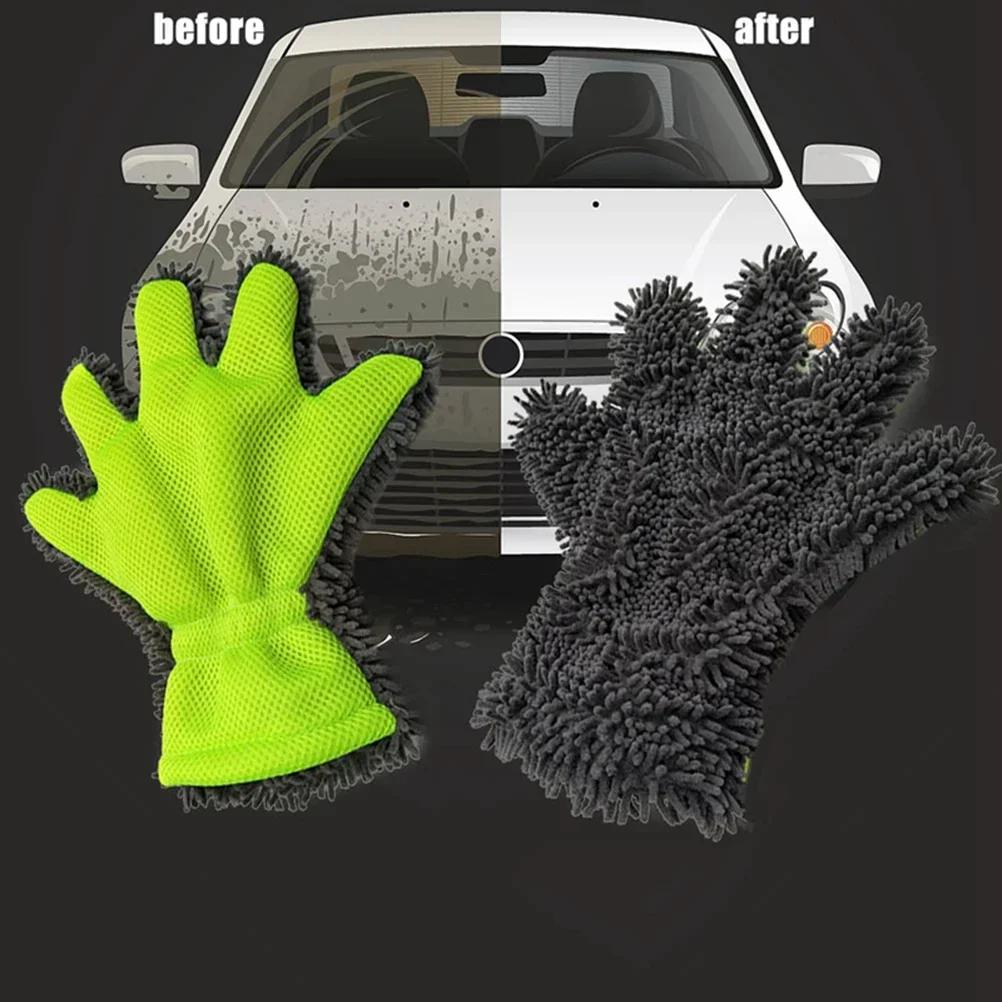 New 5-Finger Soft Car Washing Gloves Cleaning Brush Cleaning Tools for Car and Motorbike Washing Drying Towels Car Styling