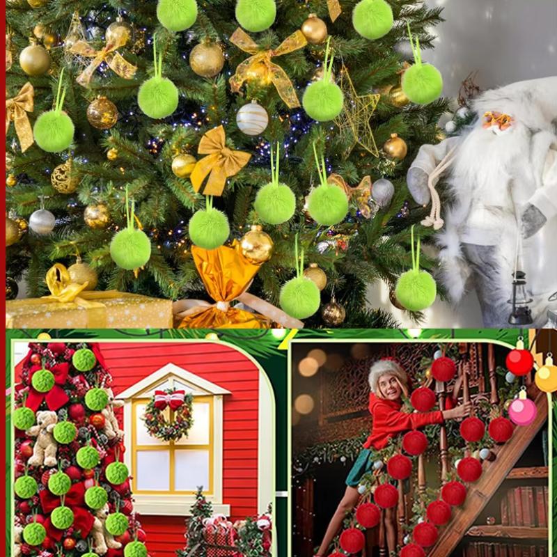 12/24Pcs Christmas Decoration 6cm Plush Christmas Ball Xmas Tree Ornament for Home Decor Navidad New Year Gift 2026 Accessories