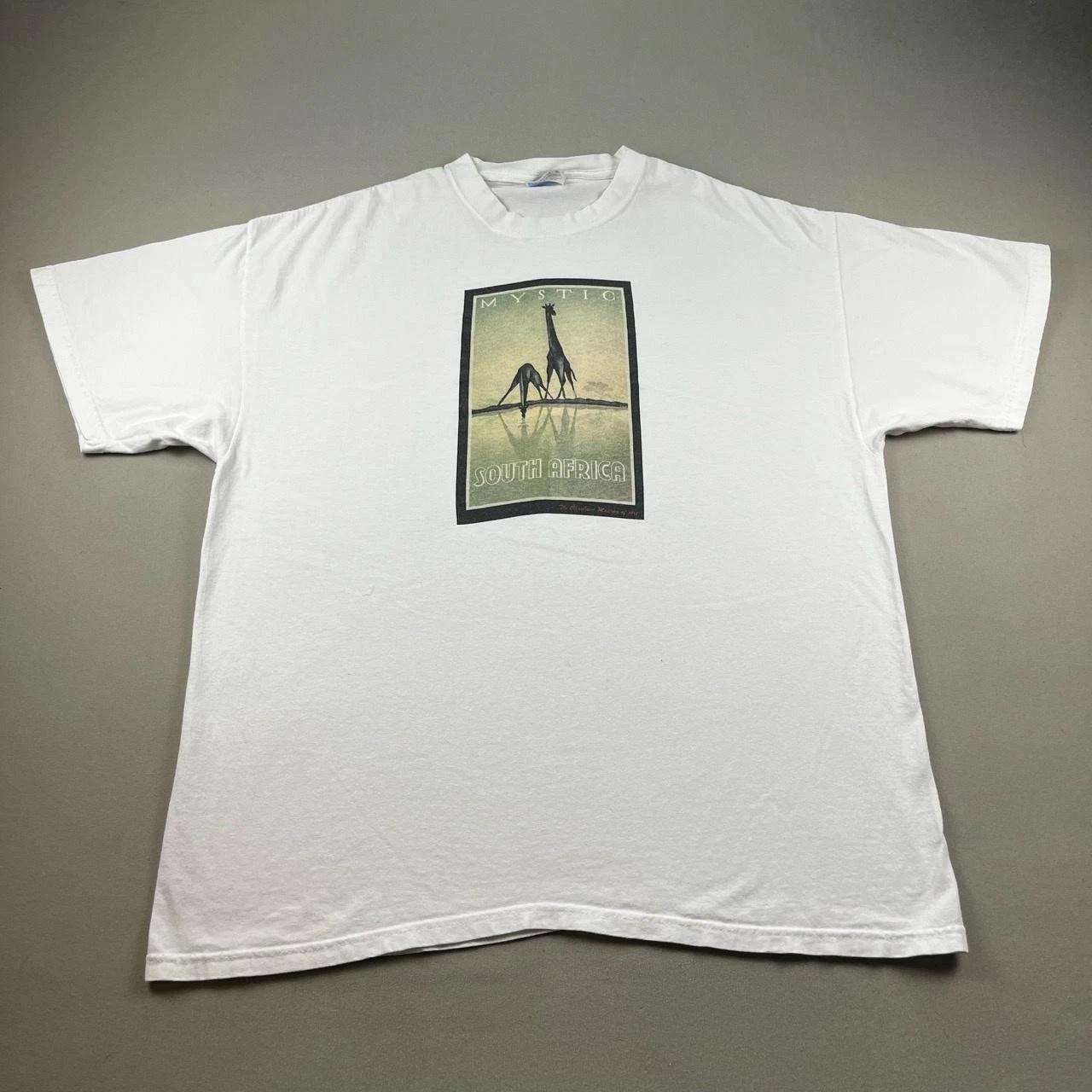 Vintage Mystic South Africa T-Shirt Mens XL White Art Giraffe Nature Safari 90s S