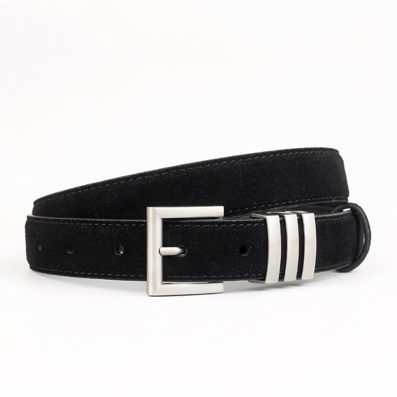 

Genuine Leather Womens Belt With Silver Pin Buckle For Office Wear And Fashion чёрный