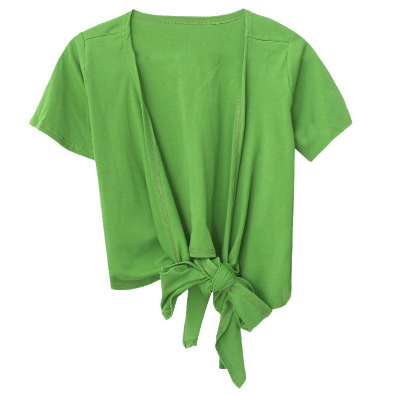 Sommer Crop Tops Damen Kurzarm Rückenfrei zum Schnüren T-Shirt