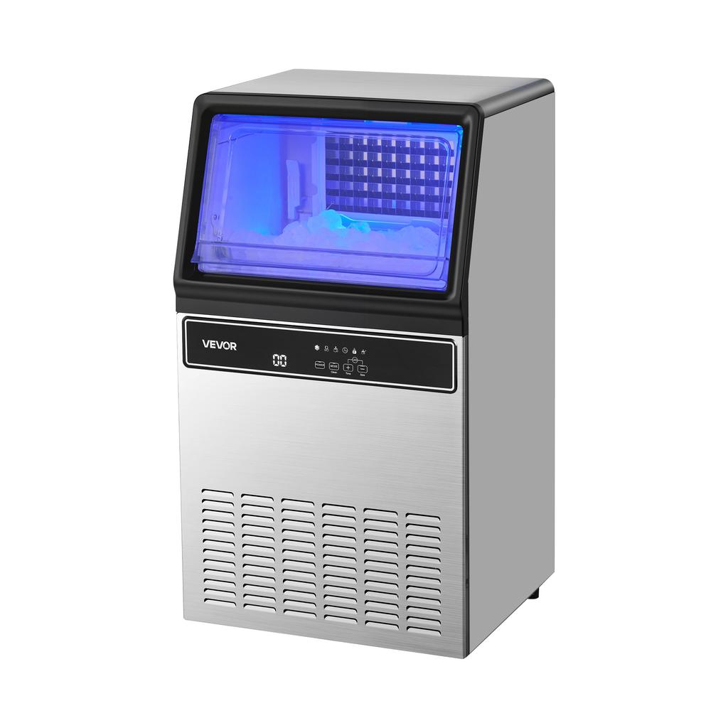 VEVOR Commercial Ice Maker Machine with Pump, 59 KG/24H with 15 KG Storage, 45 Cubes per Cycle