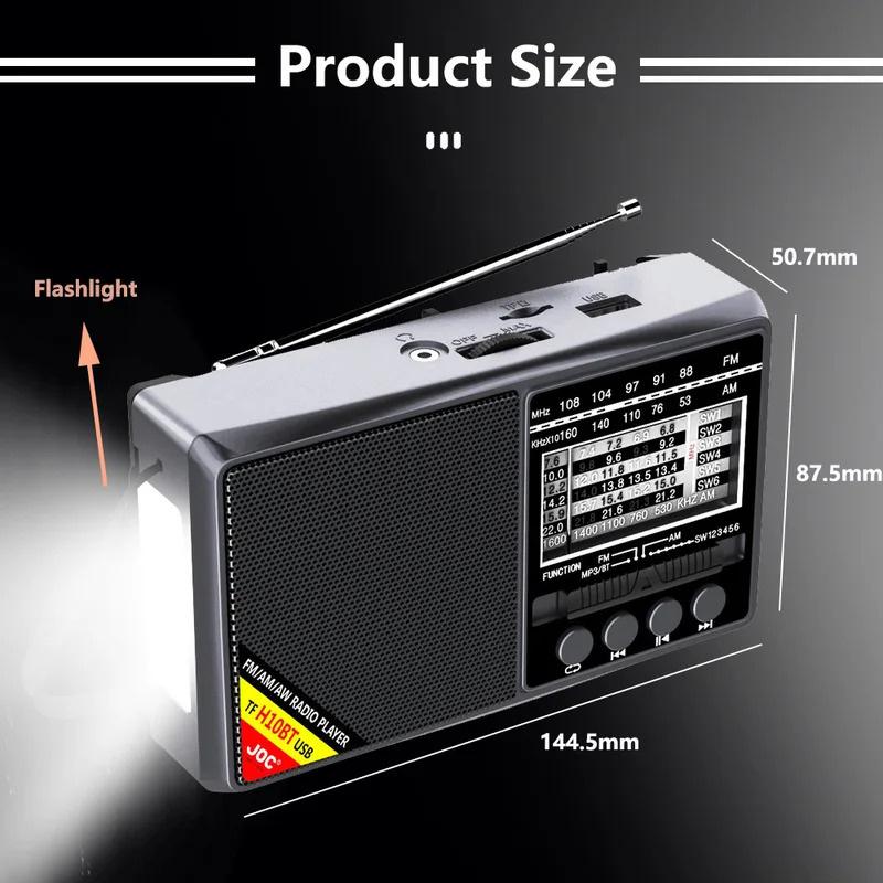 Radio FM AM SW Portable Radios AM FM Rechargeable Shortwave Radio Battery Powered Full Waves USB TF MUsic Box Bluetooth Speaker