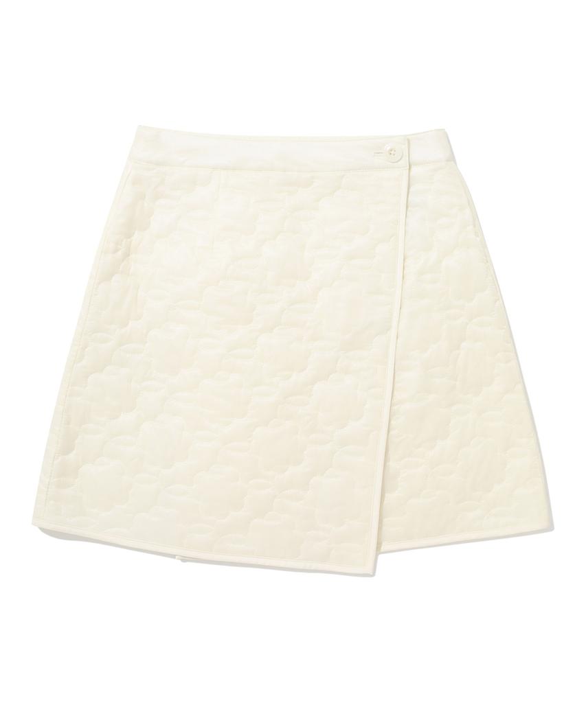 Covernat Woman Cloverheart Quilted Wrap Mini Skirt Light Yellow
