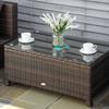 PE Rattan Garden Coffee Table with Glass Table Top - Brown