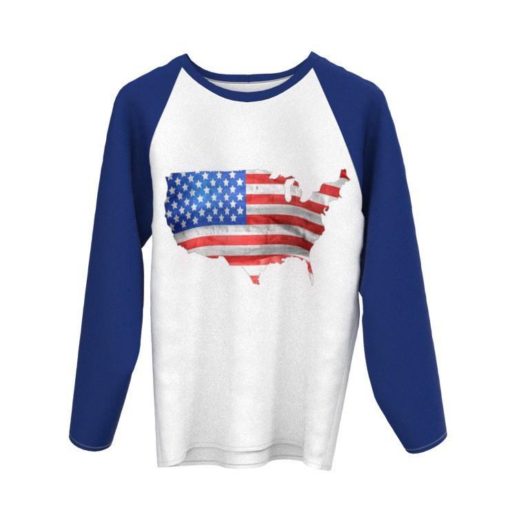 

Весенне-осенние футболки с круглым вырезом и 3D-принтом американского флага, топ ко Дню независимости США, модные повседневные женские футболки с длинным рукавом 5XL