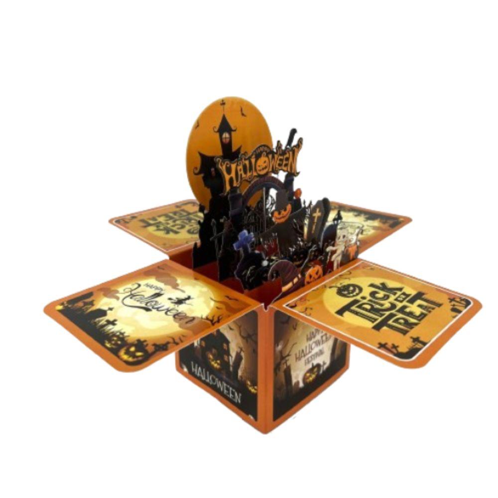Handmade Greeting Card Box Paper Halloween Gift Card Halloween 3D Pop-Up Greeting Card  Holiday