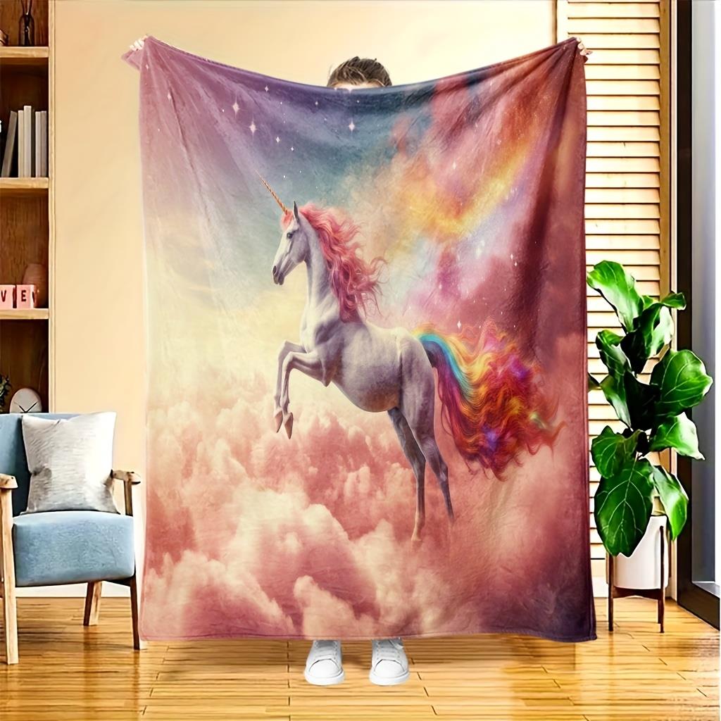

Unicorn and rainbow pattern Blanket for Sofa Bed Travel Camping Living Room Office Conditioning Blanket for All Seasons Gifts 75x100cm (30x40inch)