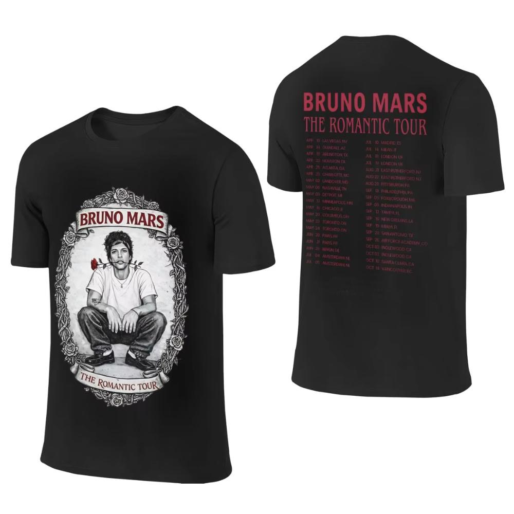 Men Women Bruno Mars The Romantic Tour 2026 Shirts Outfits Fashion Cotton Printed Oversized Unisex T Shirt Tee Clothing Summer
