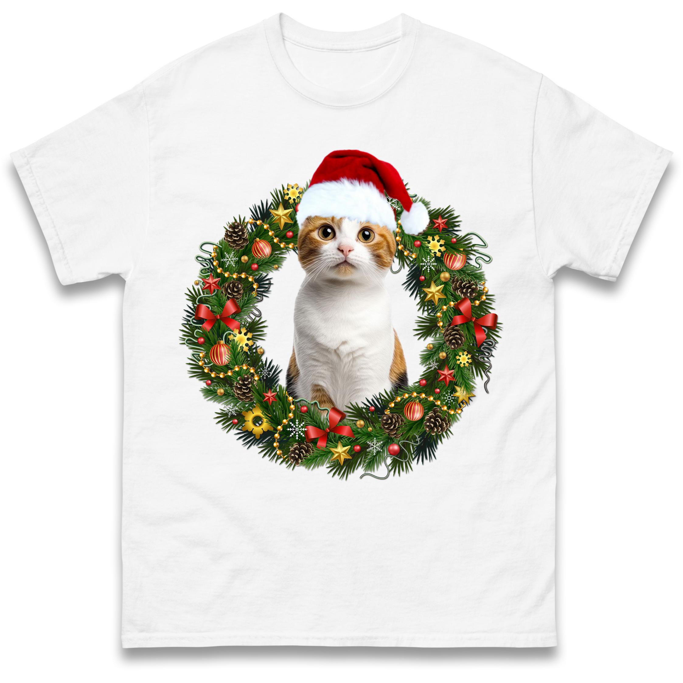 Cat Christmas T-Shirt Tshirt Mens Womens Tops Unisex Tees 100% Cotton S