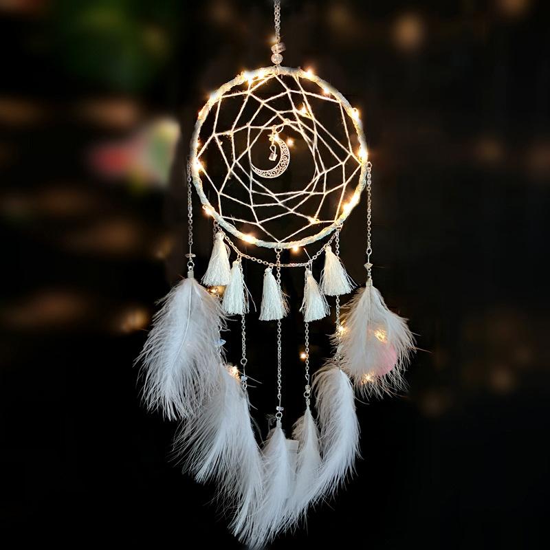 

Home Decoration Fairy Moon Dreamcatcher Hanging Wind Chime diy handmade material kit feather jewelry hanging Without Light