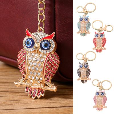 Schlüsselanhänger Anhänger 3D Cartoon Eule Design Funkelnde Strasssteine Eingelegt Emaille Flügel Schlüsselanhänger mit Karabinerhaken Schlüsselring Taschen Zubehör