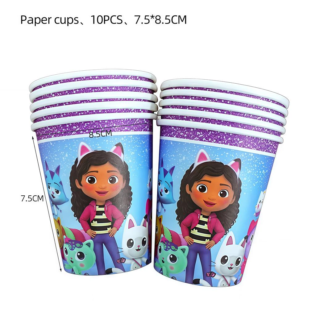 Gabby Dollhouse Birthday Decoration Gabby Disposable Dishes For Parties Girls Boys Favors Baby Shower Supplies Child Party Decor