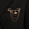 Minimalist Cross Jewelry Paperclip Chain Brooch—Unisex Punk Hip Hop Heart Pin with Tassel for Suits