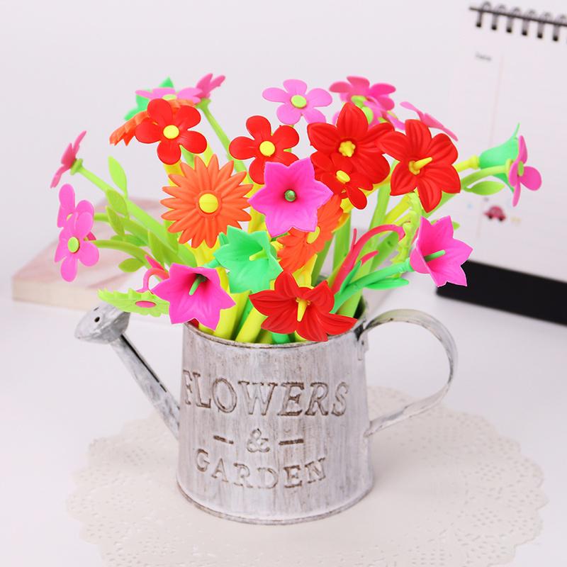 2PCS Cute Plant Flowers Soft Silicone Gel Pen for Writing Office School Supplies Signing Pen