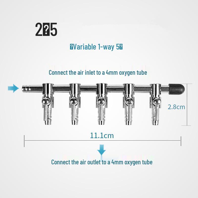 Stainless Steel Aquarium Oxygen Flow Control Valve Splitter