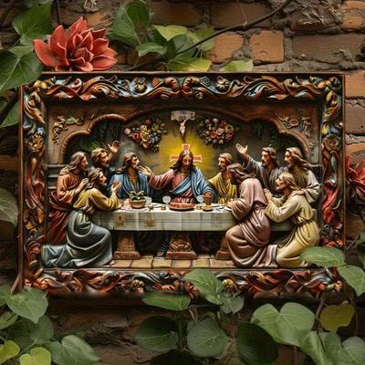 2d Flat 30*20cm, Vintage Jesus and Disciples Last Supper Canvas Art, Great for Spiritual Home Decor, for Home, Office, for Home, Kitchen, Garden