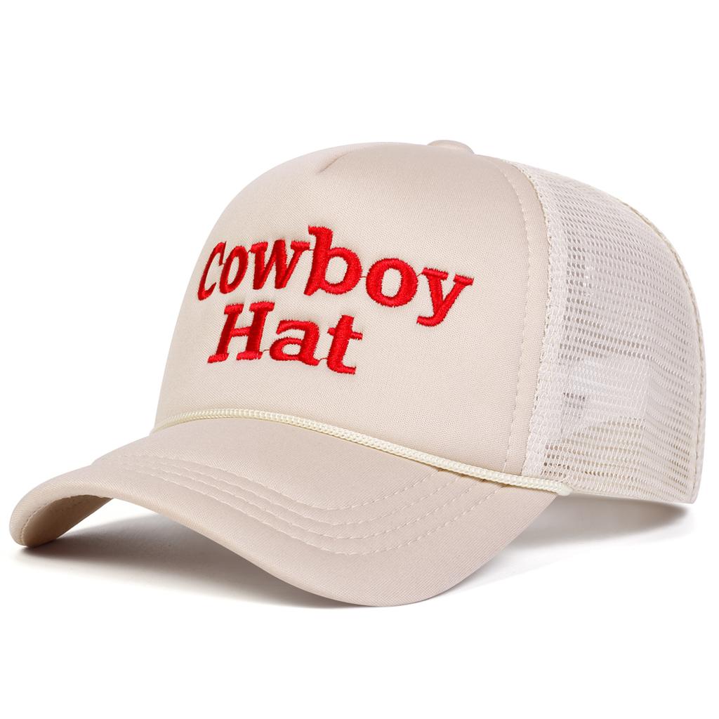 Herren Cowboyhut Buchstabenbestickte Baseballkappe Mesh-Hut Outdoor Verstellbar Sonnenschutz Freizeit Hut Frühling Herbst Reise Tourismus Strandurlaub
