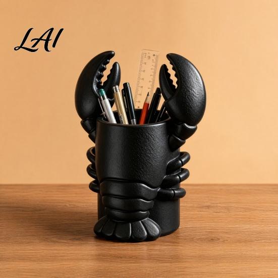 Cute Animal Stationery Holder Lobster Pen Holder 3D Printed Desktop Organizer Crayfish Pencil Stand Desk Organizer for Office Student Supplies,