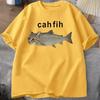 T-shirt Cah Fih T-shirt Fih Poisson Mal Orthographié Mème Poisson Chat et Poisson Graphique Humoristique T-shirt Décontracté Coton Manches Courtes Vêtements Hauts