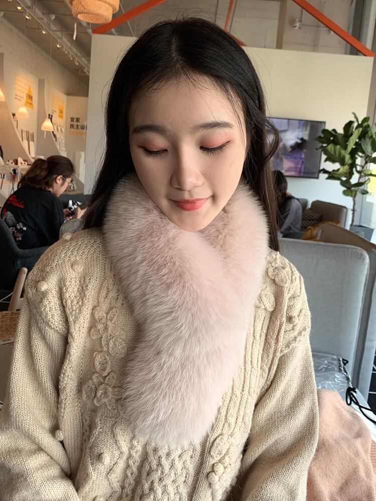 Fox Fur Square Scarf Winter New Ladies Real Warm Whole Fur Collar All-Match Solid Pattern