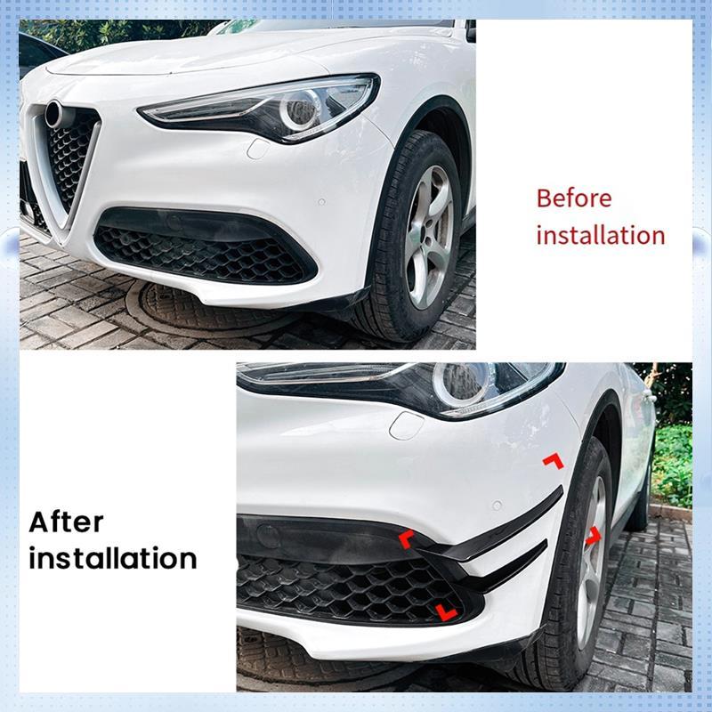 Spoiler Divisor de Para-choque Dianteiro Tampa Lábio Lateral Divisor Acabamento Para Alfa Romeo Stelvio 2017+ Fibra de Carbono
