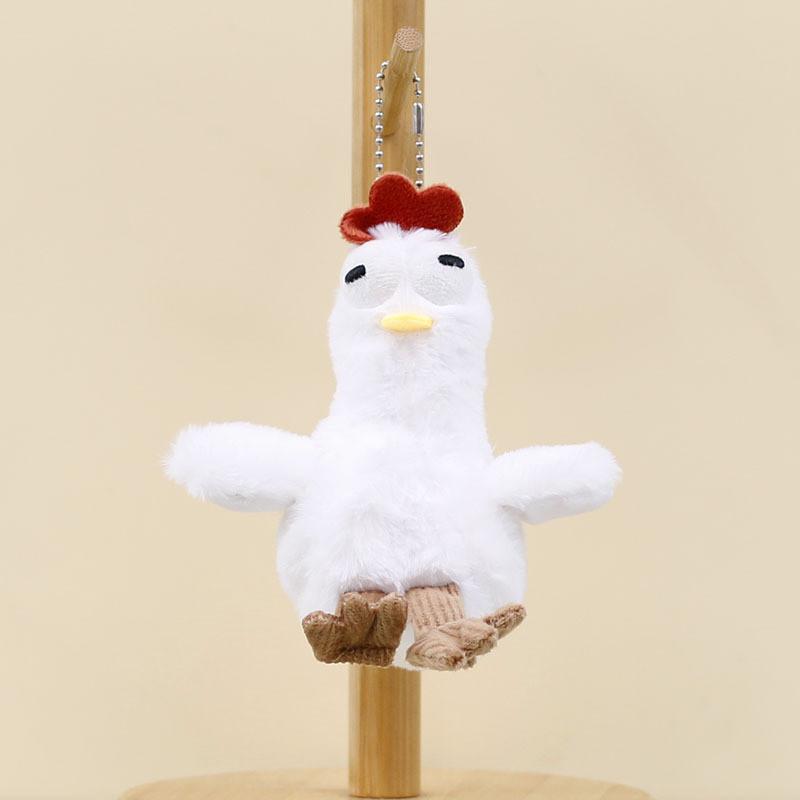Adorable Plush Chicken Keychain Soft Short Plush Stuffed Animal Toy With Bubble Blowing Feature
