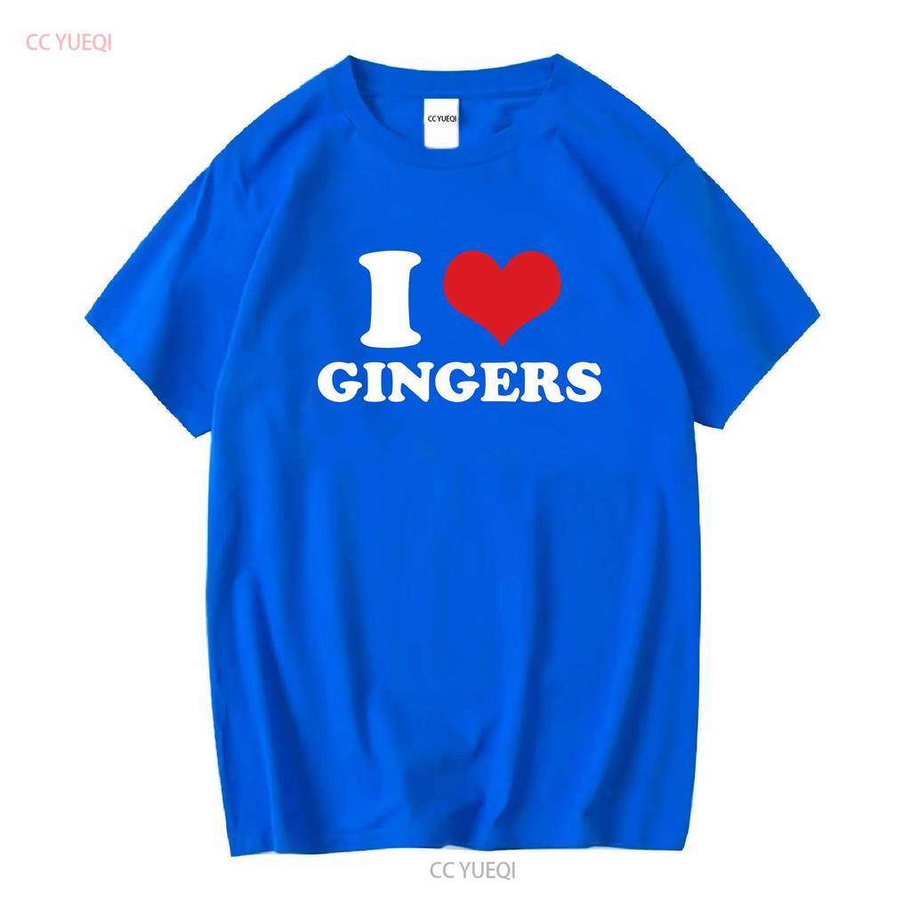 I Love Gingers T Shirt Heart Funny Idea Birthday Redheads long or short sleeves vintage Washed Stretched Comfortable fashion