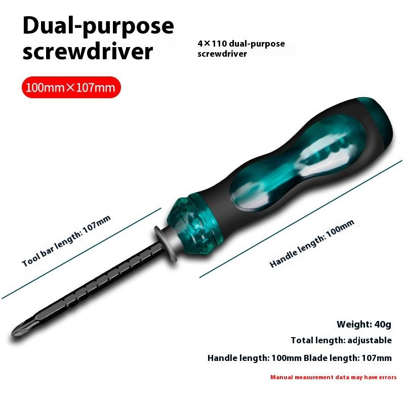 Хромванадиевая сталь Сильная магнитная Двусторонняя отвертка Телескопическая регулируемая отвертка Green dual-use three-inch