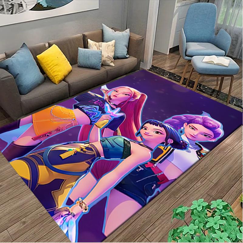 Kpop Demon Hunters Carpet, Non-slip Office Chair Rug, Digital Print Home Area Rug, Unique Festival Decorations
