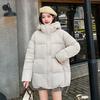 2025 simple new cotton-padded clothes women's winter medium and long Korean version loose thickened cotton-padded clothes cotton-padded jackets versat