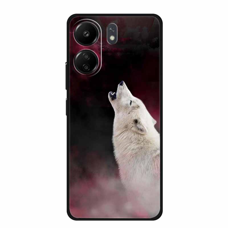 Phone Cases for Redmi 13C 13R Soft Silicone TPU Cover for Xiaomi Redmi13 C R Animal Wolf Funda Vividly Lion Tiger Capa 13 C R