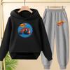 Student Uniform, Hooded Sweatshirt + Long Pants Set, Cartoon Car Pattern, 3 To 13-year-old Boys' and Girls' Sportswear,loose Set