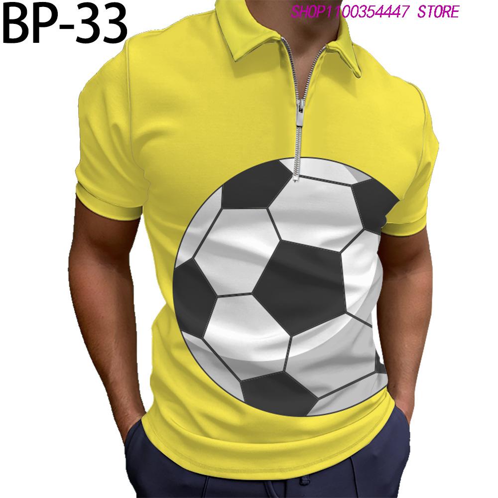 Brazil Flag Print Short Sleeve Zip Polo Shirt, Casual Wear