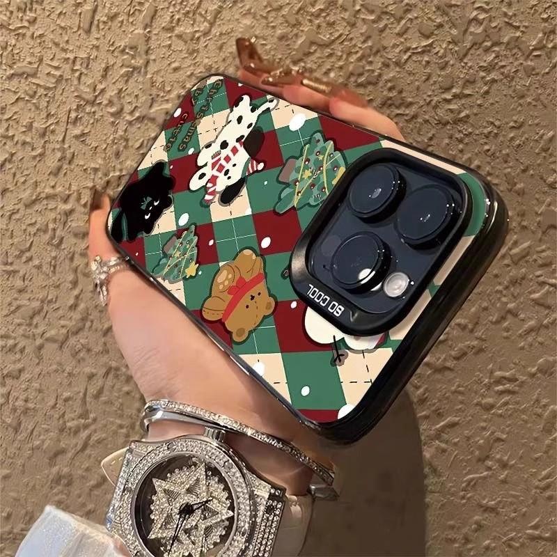 Christmas Dogs Are Suitable for Apple 16promax Colored Silver 14PLUS Anti-drop Mobile Phone Case 13 Couples 12 Autumn and Winter 11