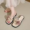 Fashion 2025 New Summer Fashion Flower Low Heel Slippers Women Casual Elegant Outdoor Sandals Non-slip Vacation Beach Flip-flops Slipper
