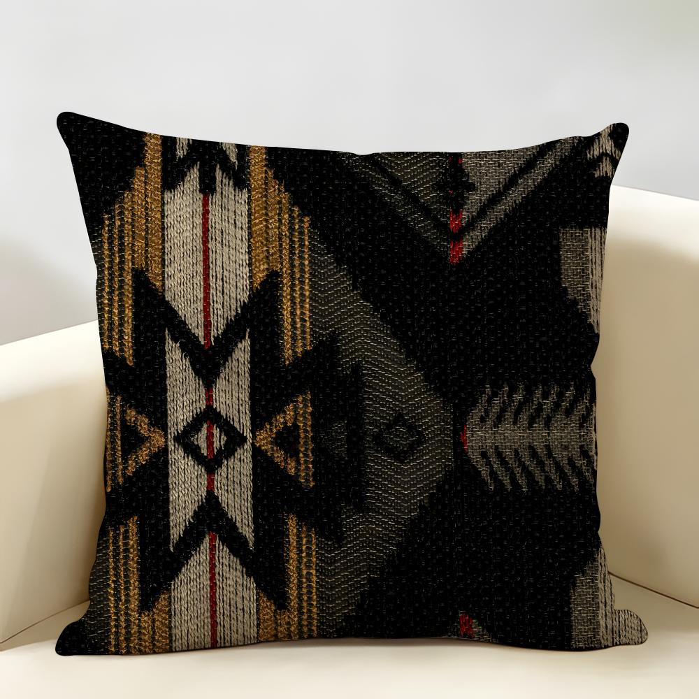 Moroccan Style Art Cushion Cover Natural Linen Organic Fabric Double-Sided Printing Breathable Perfect For Home Decor