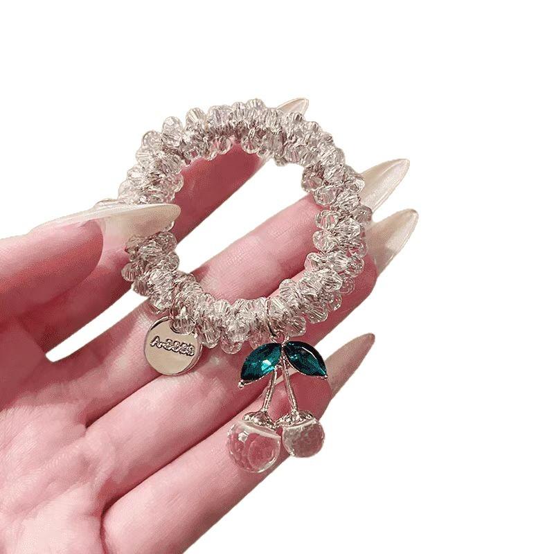 Color temperament bracelet hair band headband girlfriend hair rope cherry rubber band ponytail holder for women