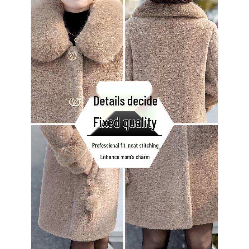 Mom's Mink Fleece Woolen Coat for Middle-Aged & Elderly Women - Autumn/Winter