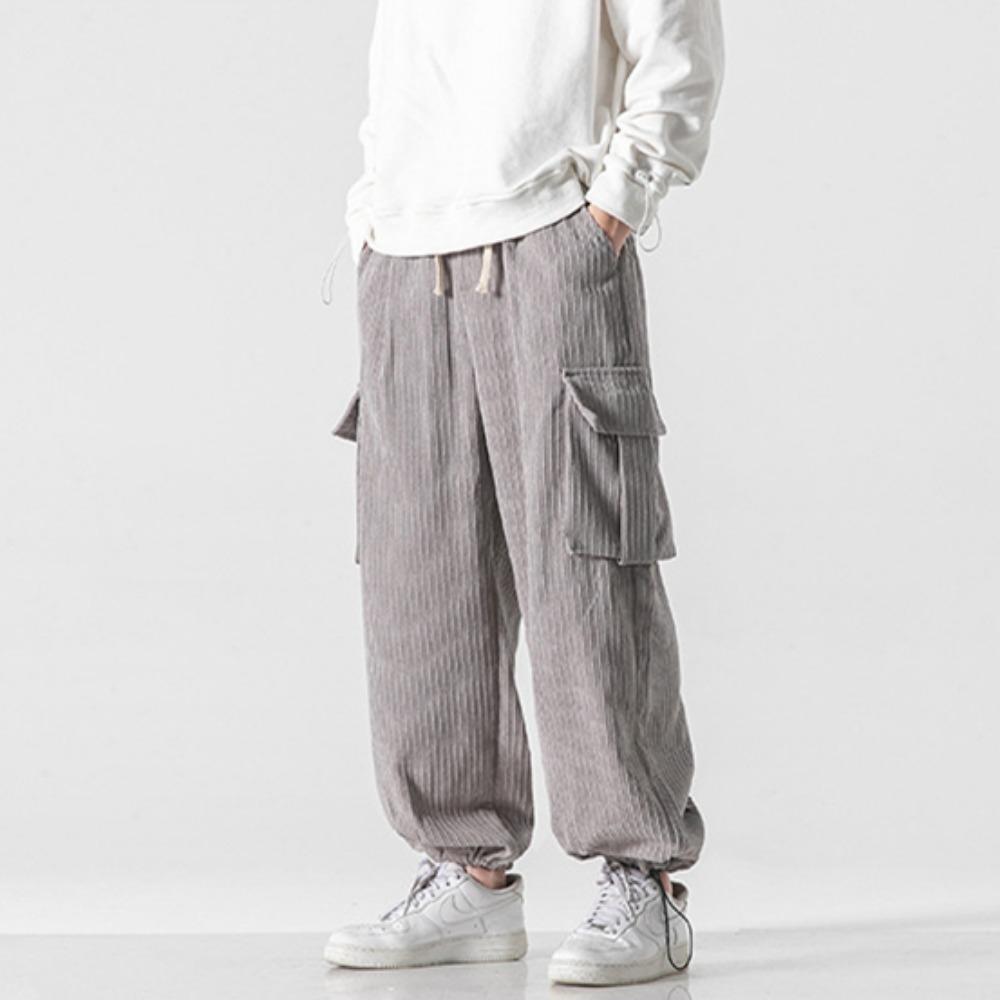 Herbst Casual Herrenhose Koreanische Version Cord Einfarbig Overalls Straße Weite Beinhose Trend Große Größe Alle-match Hose