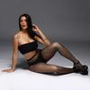 European & American Sexy Mesh Fishnet Pantyhose with Diamonds - Women's Hollow White Sparkling Stockings