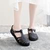 Women's Closed-Toe Hollow Sandals Summer Flat Non-Slip Beach Jelly Shoes Breathable Roman Sandals