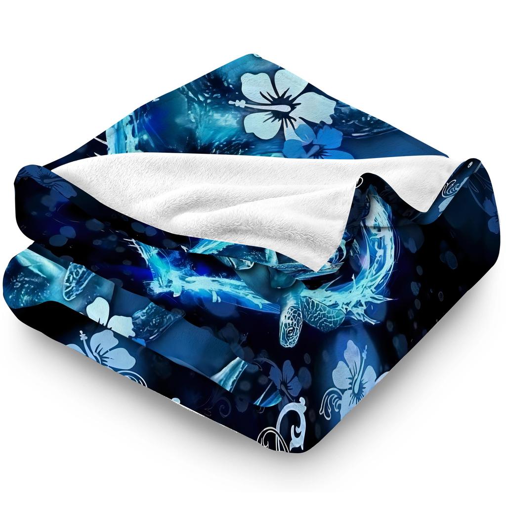 1pc Sea Turtle Print Flannel Blanket, Soft Cozy Throw Blanket Nap Blanket For Travel Sofa Bed Office Home Decor, Birthday